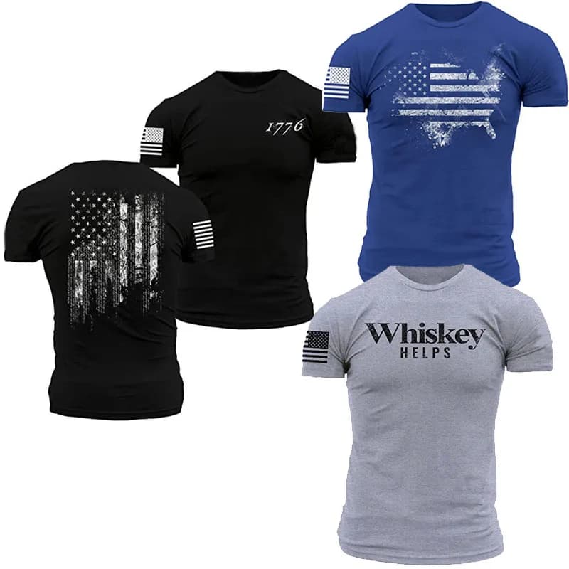 American Acid 1776 Us Flag Men Clothing T-Shirt Funny Whiskey Helps Graphic Tee Tops Independence Day Army Outfits Husband Gift