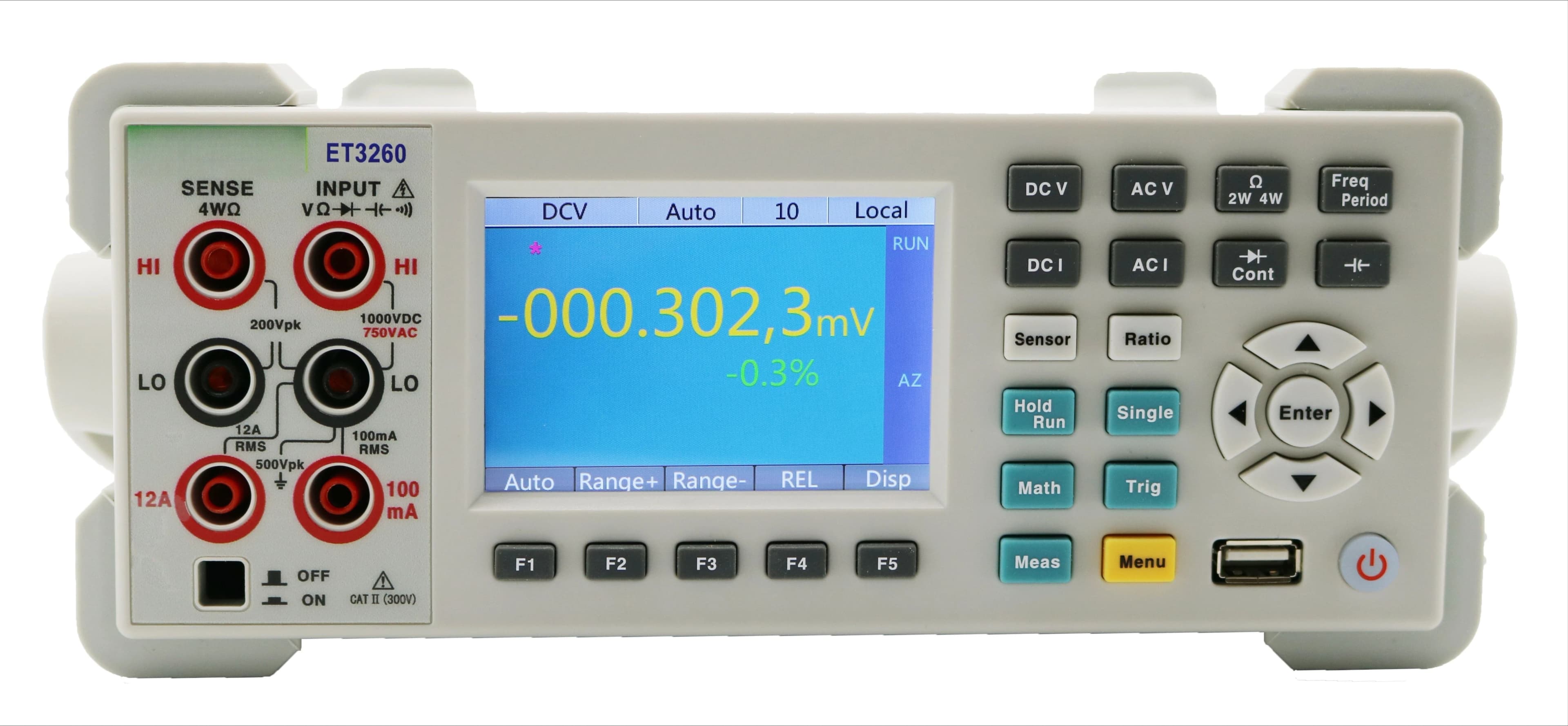 The test instrument is ET3260 high-precision 6 1/2 benchtop digital multimeter