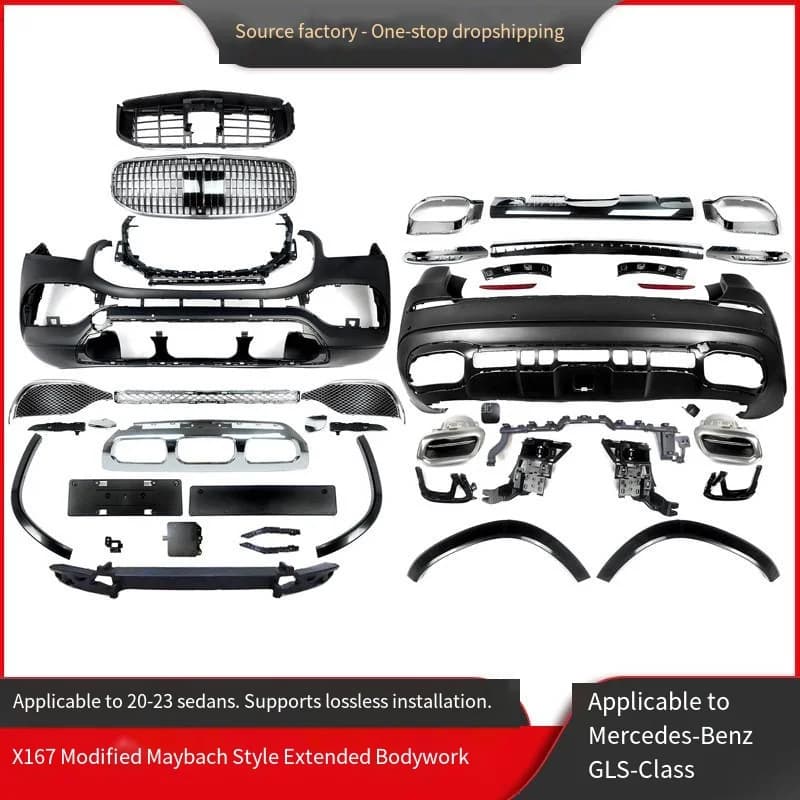 for GLS-Class X167 Modification for  Surround Front Bumper Rear Bumper Surround Tail Lip Tail Muffler