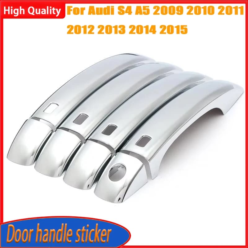 Carbon Fiber Chrome Car Door Handle Cover Sticker Styling Accessories For Audi S4 A5 2009 2010 2011 2012 2013 2014 2015