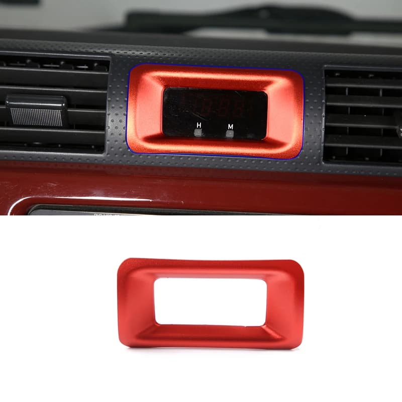 1piece set Aluminum Alloy Silver For Toyota FJ Cruiser 2007-2021 Car Central Control Clock Decorative Frame Sticker Accessories