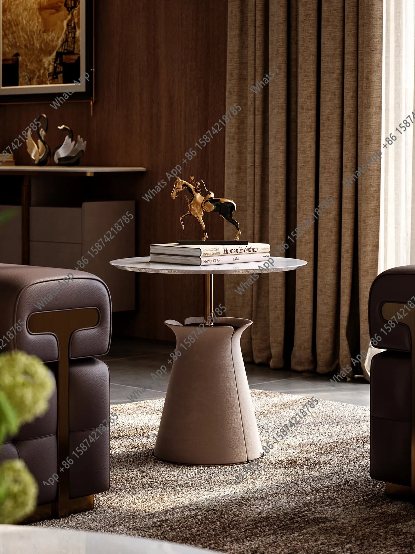 Minimalist edge few designer villa large household high-end living room natural luxury stone Italian light luxury corner few