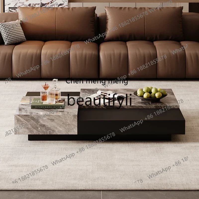 G Light luxury Italian minimalist rock slab coffee table living room home tea table villa designer coffee table