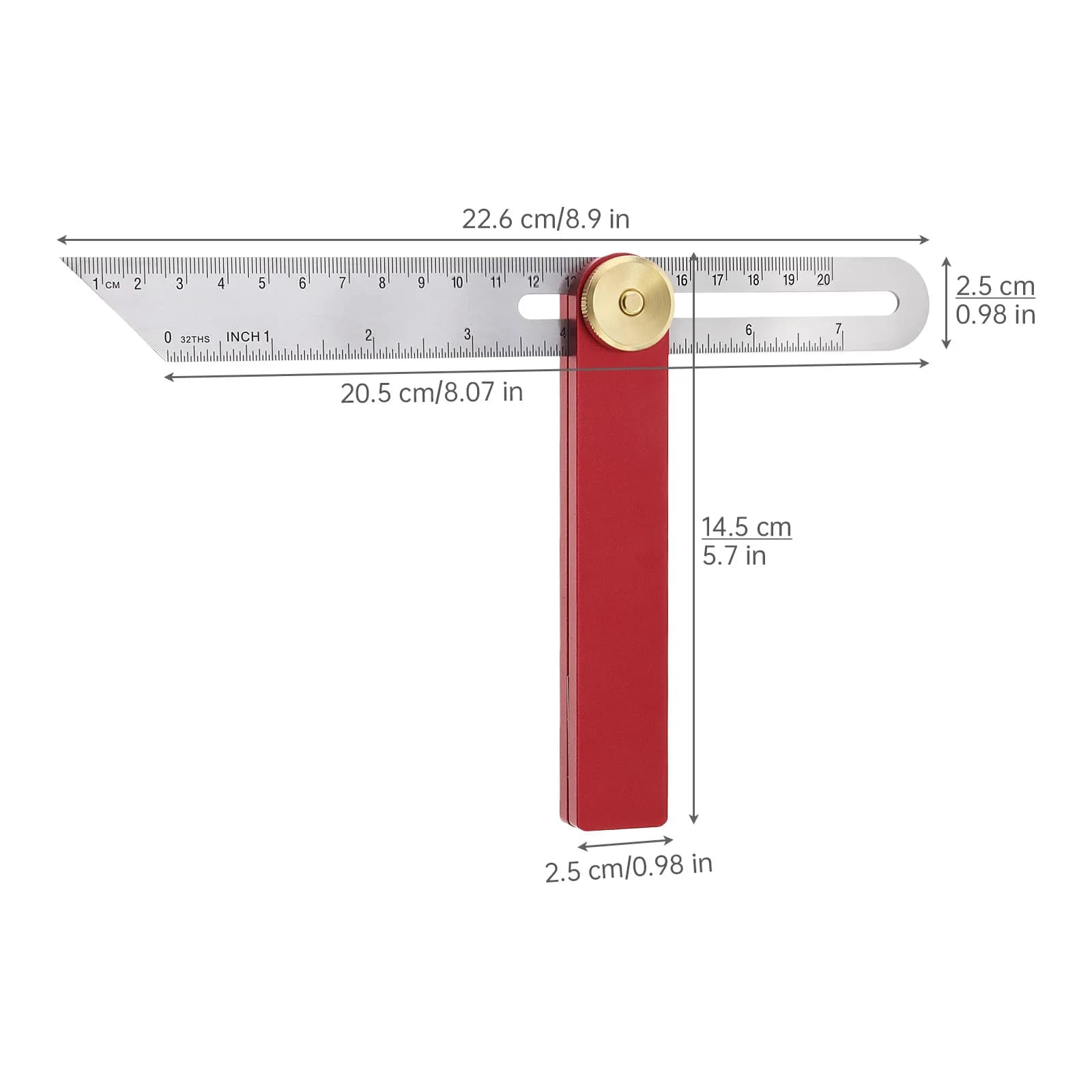 Red Aluminum Handle Angle Rulers Marking Gauge 7 Inch T Bevel Metric Imperial Marks Adjustable Angle Finder Ruler Measuring Tool