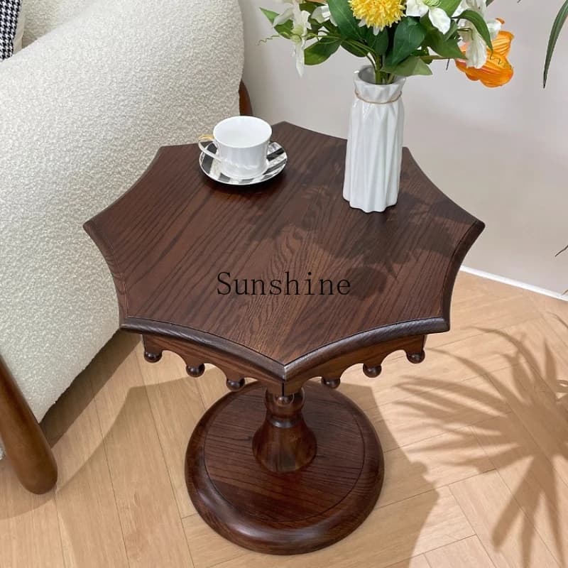 American retro solid wood living room sofa edge removable creative bedside table