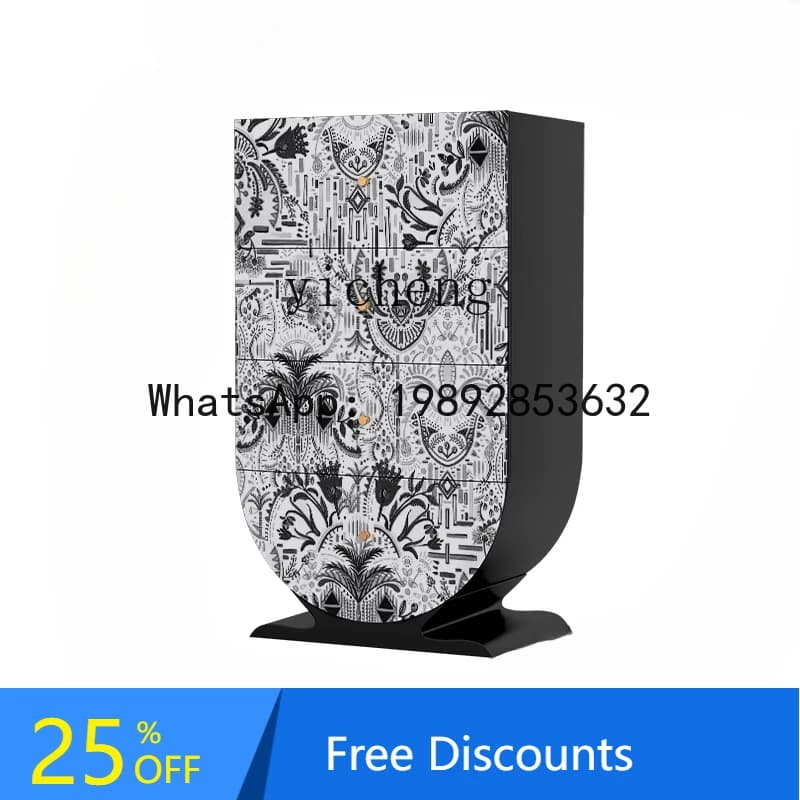 French retro light luxury high-end living room drawer cabinet solid wood chest bedroom bedside locker