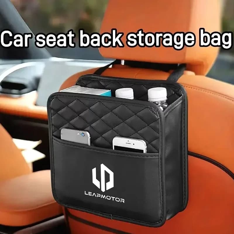 Car Backseat Organizer Car Seat Storage Bag Seat Back Storage Pouch PU Leather For Leapmotor C10 C11 T03 B10 C16 Lafa5 B03X