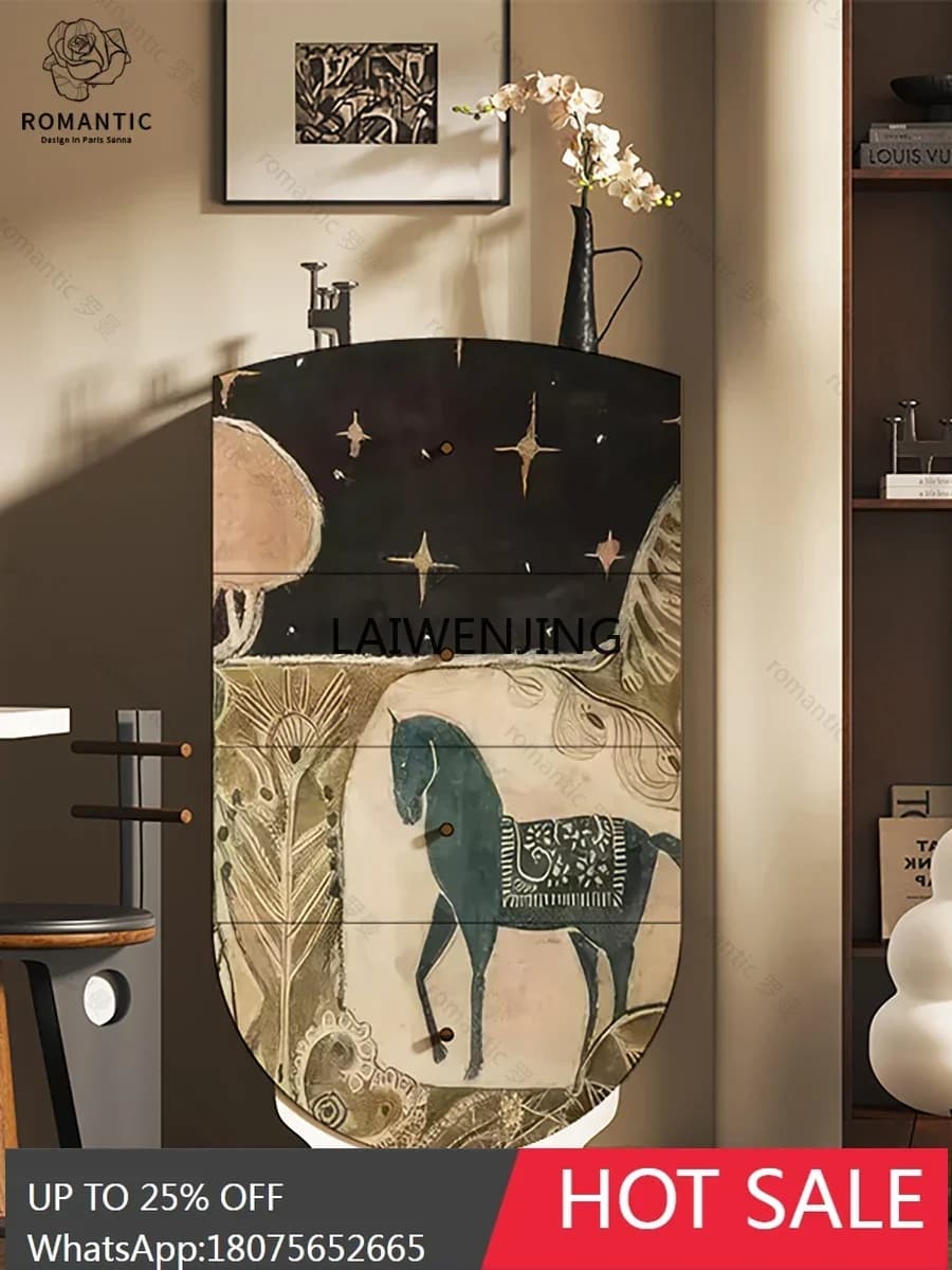 MJY light luxury high-end four-bucket elevator room storage solid wood hotel welcome desk storage cabinet