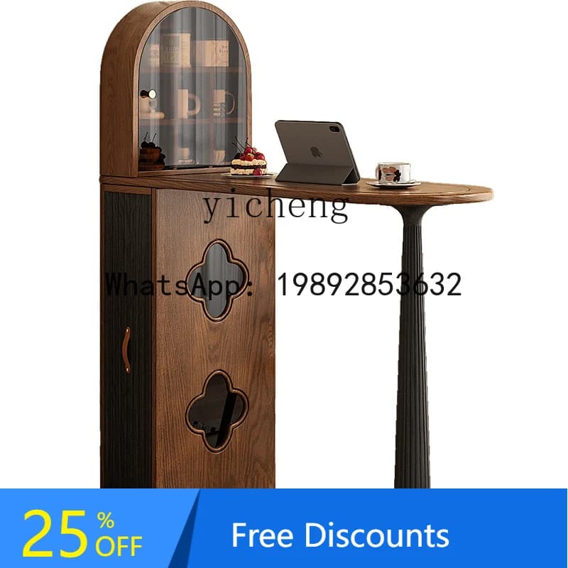 AA  solid wood bar table household small apartment living room antique retractable  integrated partition narrow bar