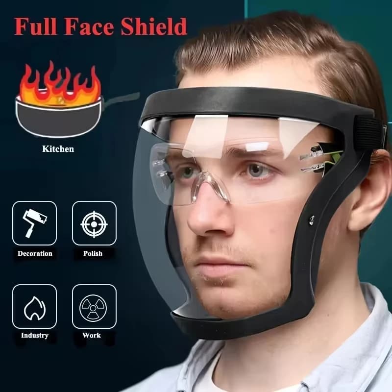 【Hot】Full-Face Transparent Protection Mask with Adjustable Buckle - Reusable and Heat-Resistant Facial Shield for Safety in Work