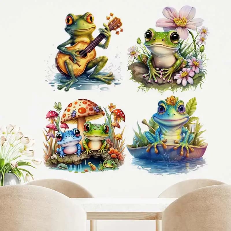 Cute Frog Wall Sticker Bathroom Toilet Decor Living Room Cabinet Refrigerator Home Decoration Waterproof  Decals Stickers J1