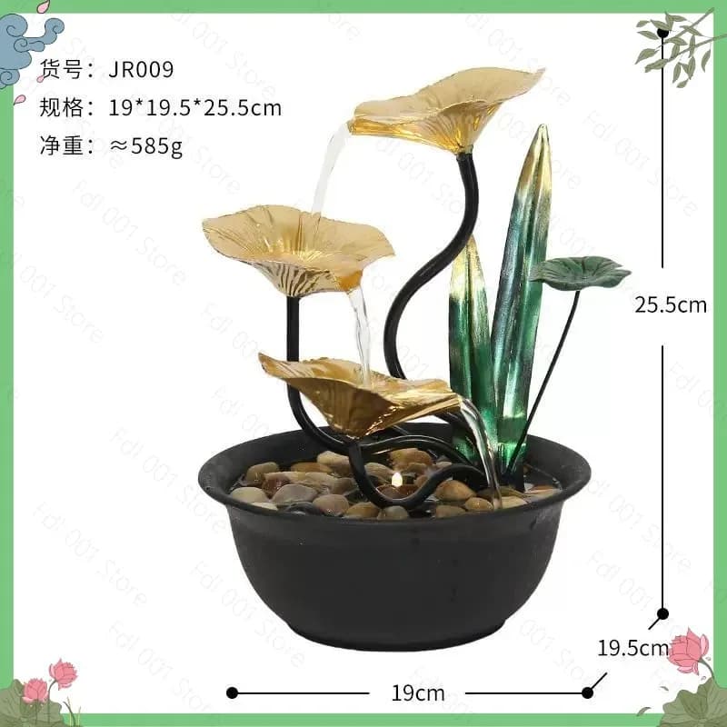 Home Office Desk Iron Art Waterfall Fountain, Mini Tabletop Circulating Flowing Water Feature Decor