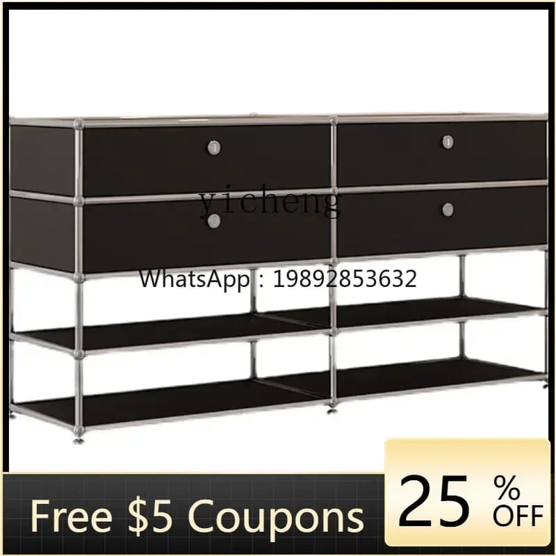 medieval module cabinet light luxury high-end shoe cabinet living room locker bucket cabinet stainless steel module