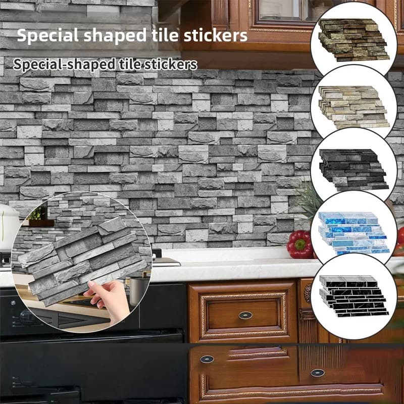 Marble Special-Shaped Tiles with Pvc Self-Adhesive Kitchen Waterproof Living Room Bedroom Wall Decoration Wallpaper Wall Sticker