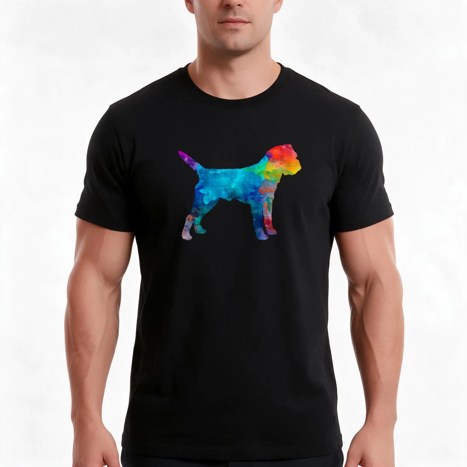 Border Terrier in watercolor T-Shirt, Summer Casual Cotton Tee, Oversized Streetwear Tops, Vintage Graphic Print, 100% Cotton