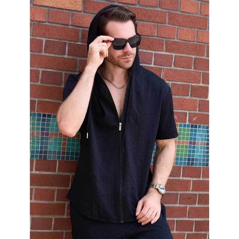 Summer Fashion Sleeveless/Long/Short Sleeved Hoodie Hawaii Zipper T shirt Casual Plaid Open Stitch Beach Sun Protection Clothing