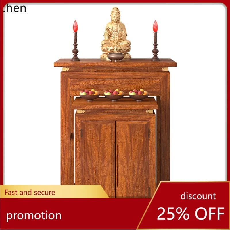 ZML Modern Minimalist Buddha Altar Living Room Central Hall Offering Table Guanyin God of Wealth Sliding Cabinet Altar