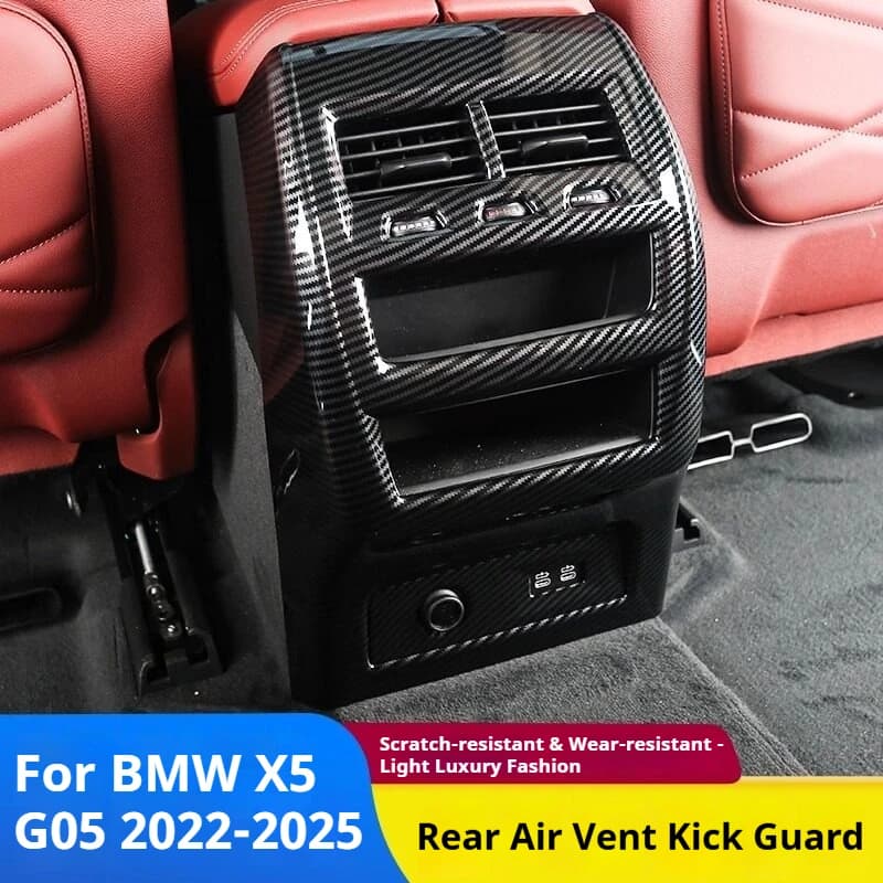 For BMW X5 G05 X6 G06 2019-2023 Car Carbon fiber Rear Air Conditioning Vent Outlet decoration Cover usb Frame Auto Accessories