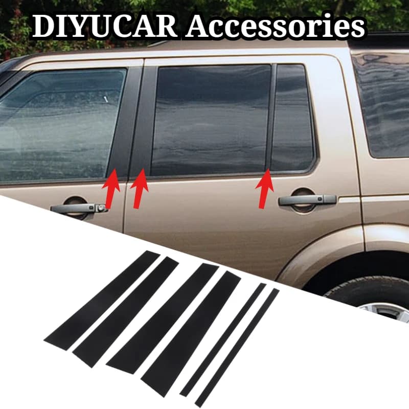 For Land Rover Discovery 3 4 LR3 LR4 2004-2016 PC Black Car Door Window Center B Pillar Post Cover Trim Exterior Car Accessories