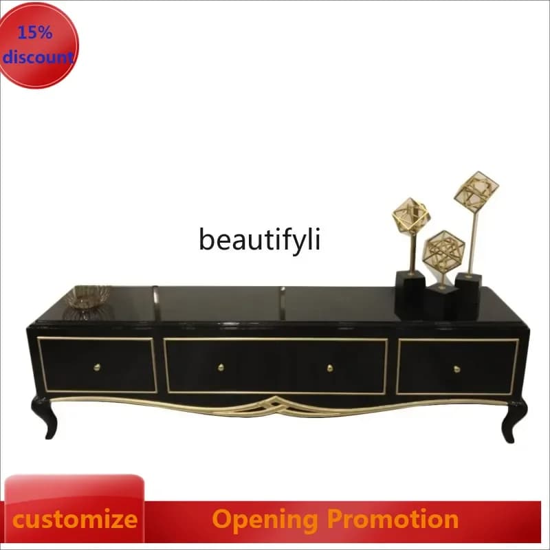 ss8350 New American wood TV cabinet, simple and beautiful bedroom floor cabinet, European light luxury living room TV cabinet