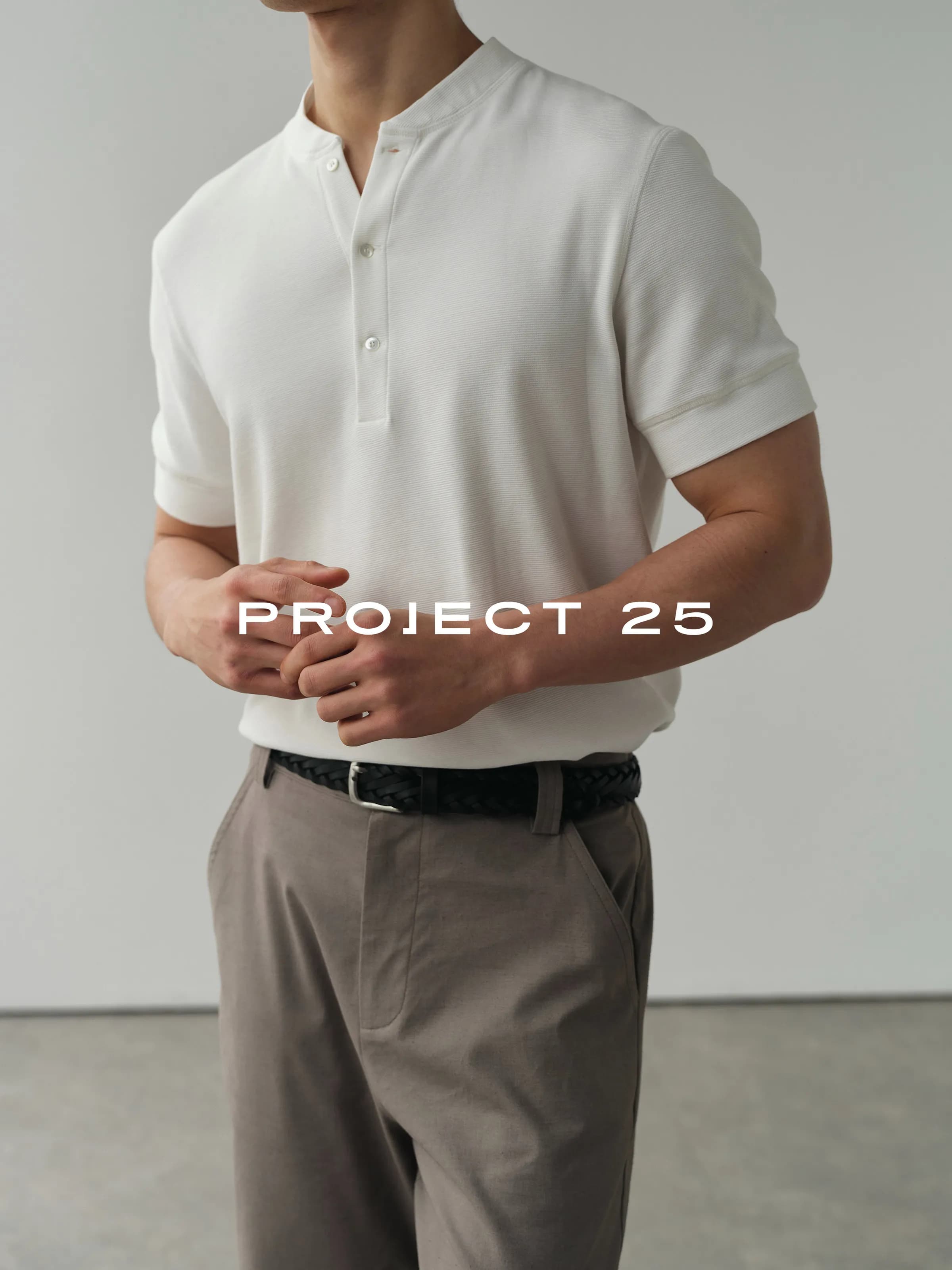 PROJECT 25 Men's Textured Cotton Old Money Style Henley T-Shirt, Soft Breathable Casual Versatile Short Sleeve Tops Hot Sale