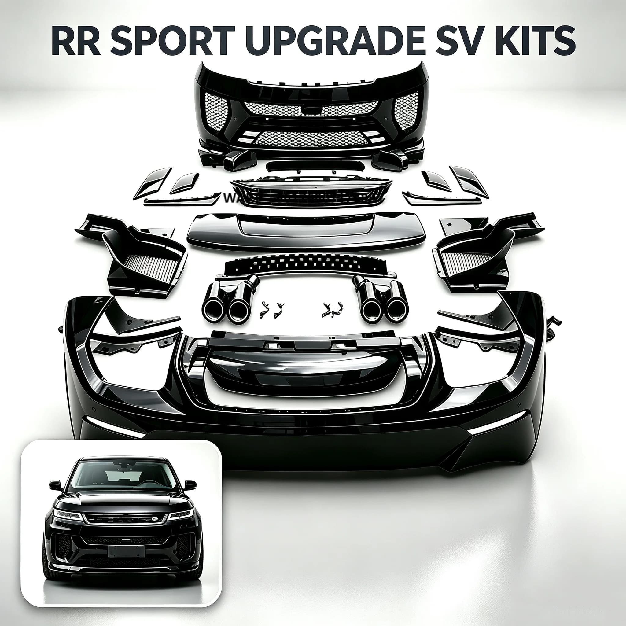 L461 Upgrade SV Style Full Body Kit for RR Sport L461 2023+ Upgrade Front Rear Bumper Grille Exhaust Tips PP Material