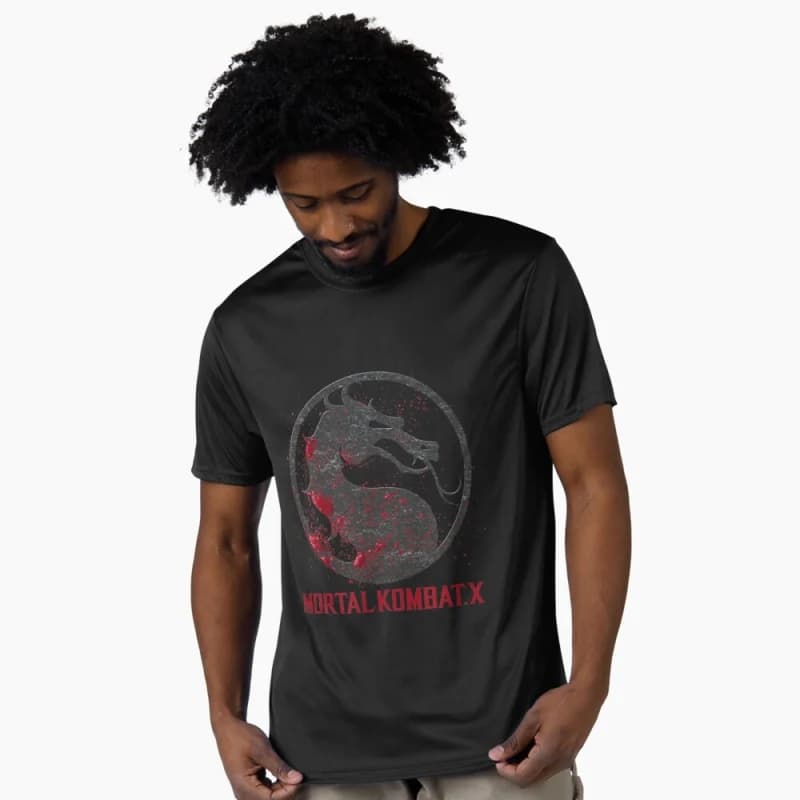 Vintage 90's Mortal Kombat X Bloody Seal Gift tee for gamer 100% cotton printed Men's Short Sleeve Graphic T-Shirt All size tops
