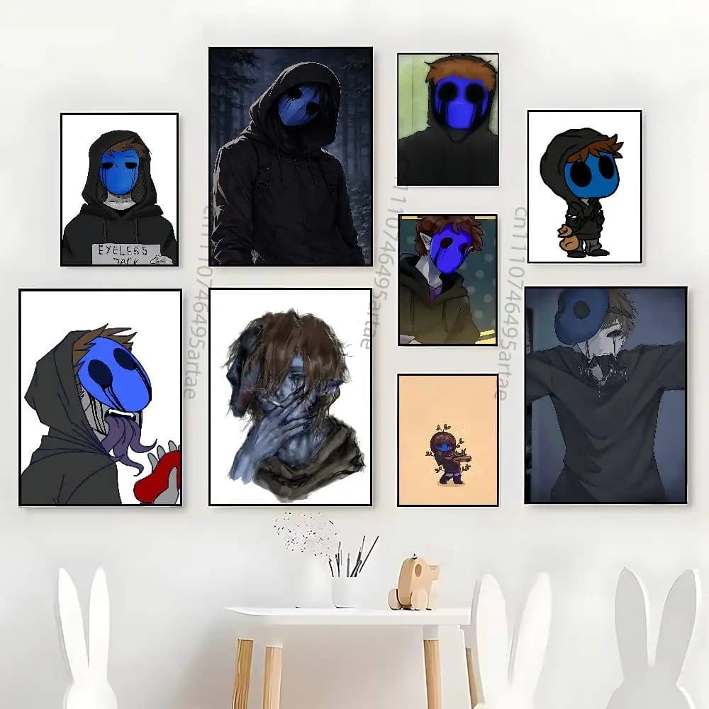 C-Creepypasta Eyeless Jack Poster HD Waterproof Self-Adhesive Wall Art – Multi-Scene Use, Top Gift Pick