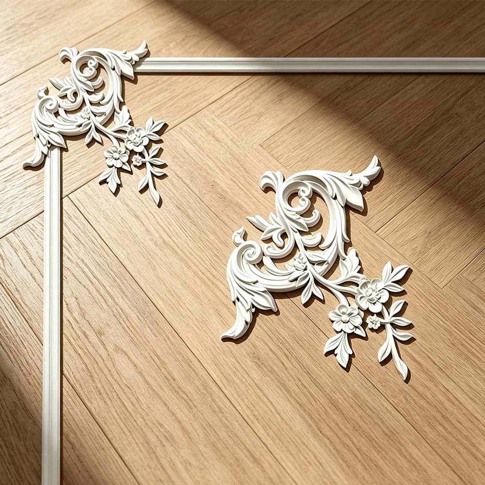 PU Floral Ceiling Medallion Corner Molding Set Decorative Wall Trim Panel Kit for Wall Ceiling Home Interior Decoration ﻿ ﻿