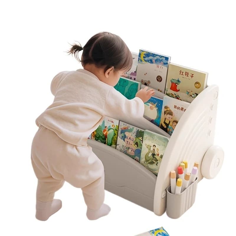 family bookshelf book box with two storage boxes and back drawing board plastic bookshelf with storage space