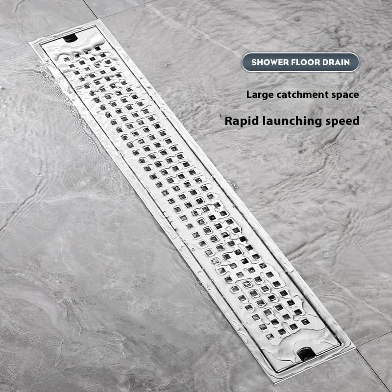 20-60CM304 Stainless Steel Square Long Floor Drain Bathroom Sewer Rectangular Floor Drain Large Displacement Bathroom Drainage