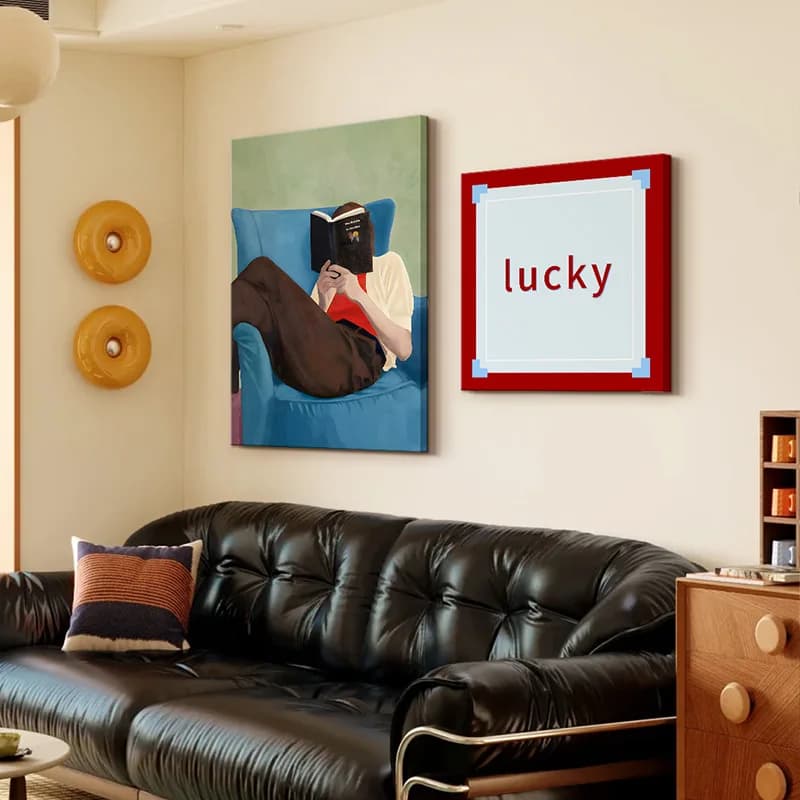 Bauhaus art combination hanging paintings, ancient white wall murals in living room decoration paintings
