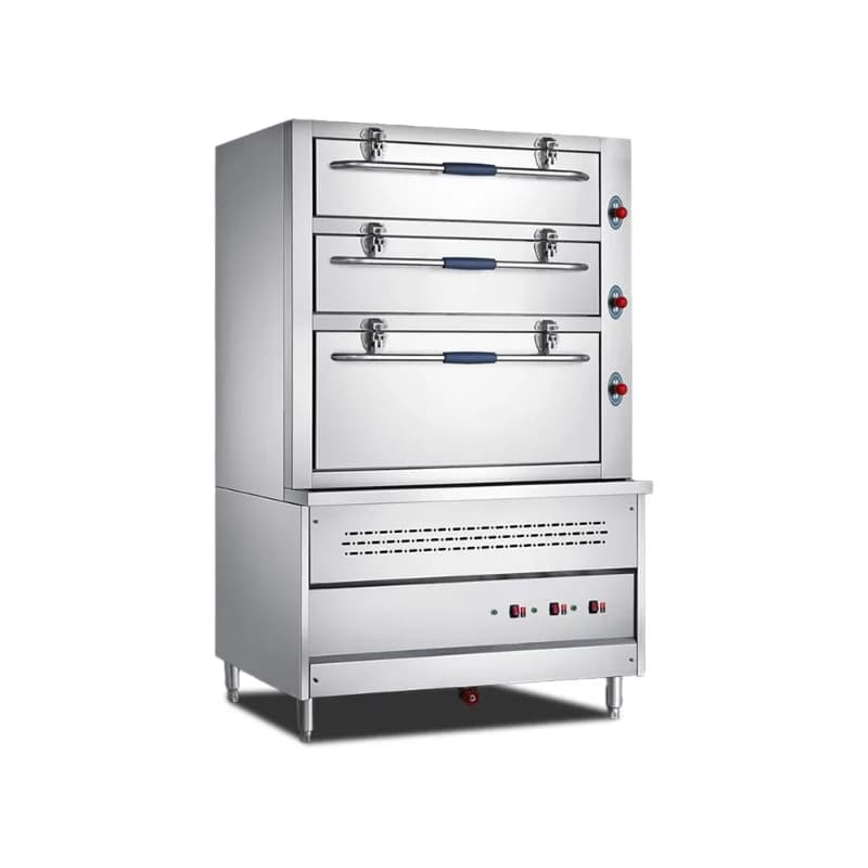 Commercial gas seafood steamer three-door circulating heating steam multi-functional stainless steel electric heating steamer