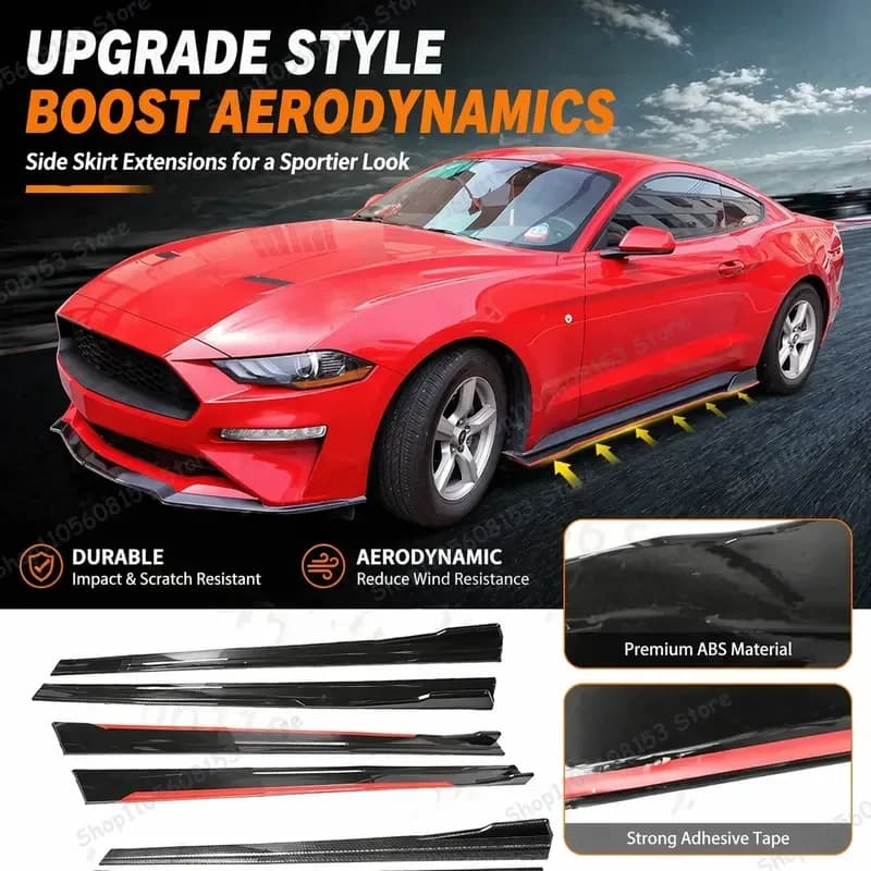 For BMW For Civic For Benz For VW For MUSTANG Universal Side Skirts Extension 2.2M Rocker Panel Lip Splitter ABS Car Styling