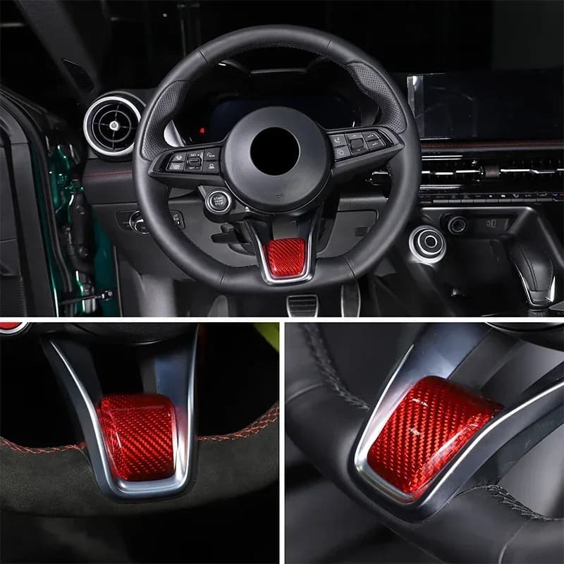 For Alfa Romeo Giulia Stelvio Tonale 2020-2022 Real Carbon Fiber  Car Steering wheel V frame base decoration cover  accessories