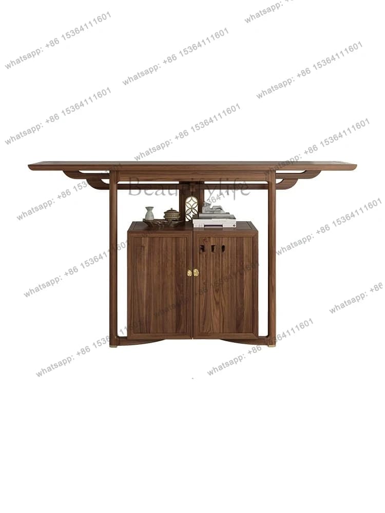 new Chinese-style home entrance cabinet household Shentai light luxury solid wood living room partition cabinet supply table