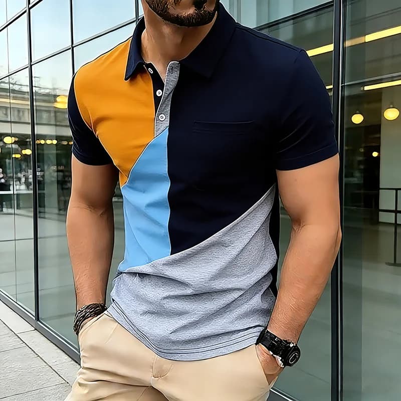 Men Summer Polo T-shirts Short Sleeve Tops Tees Polo Shirts Man Turn-down Collar Combination Colour T shirt Seatshirt Tshirts T5