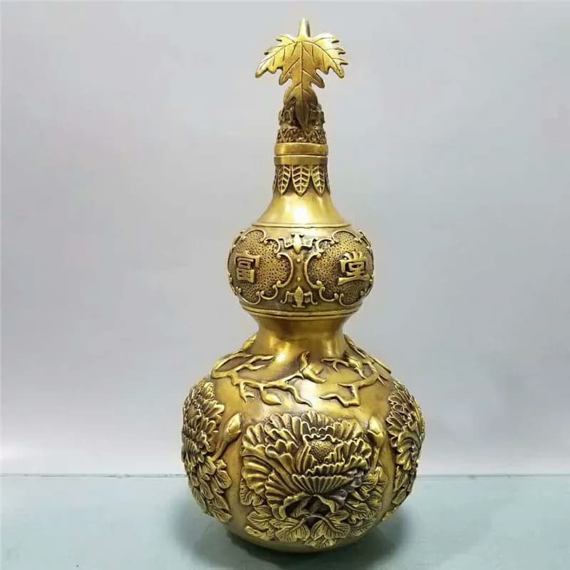 Brass gourd ornament for shop, office desk, home metal craft decoration gift
