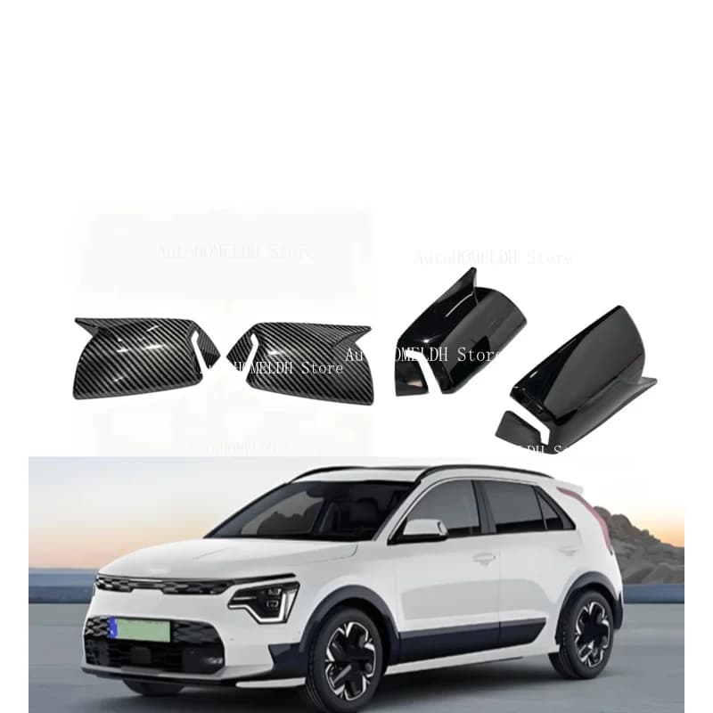 Car Rearview Side Mirror Cover Fit For  Kia Niro 2022 2023 2024 2025 Carbon Fiber Wing Cap Rear View Case Trim