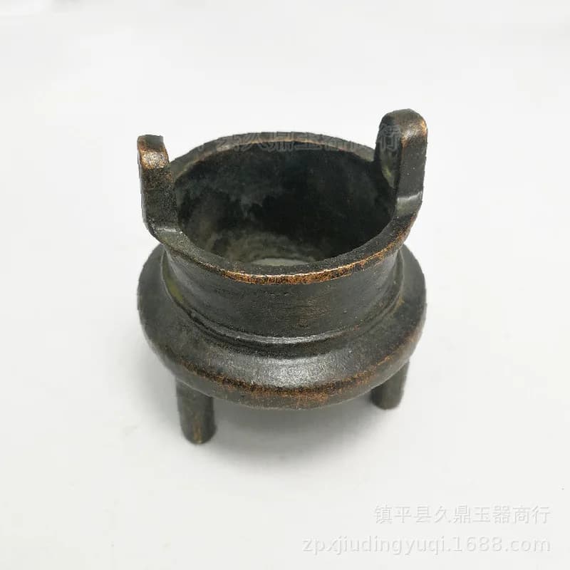 Antique Miscellaneous Items: Distressed Tripod Incense Burner, Small Bronze Ornament for Home and Office