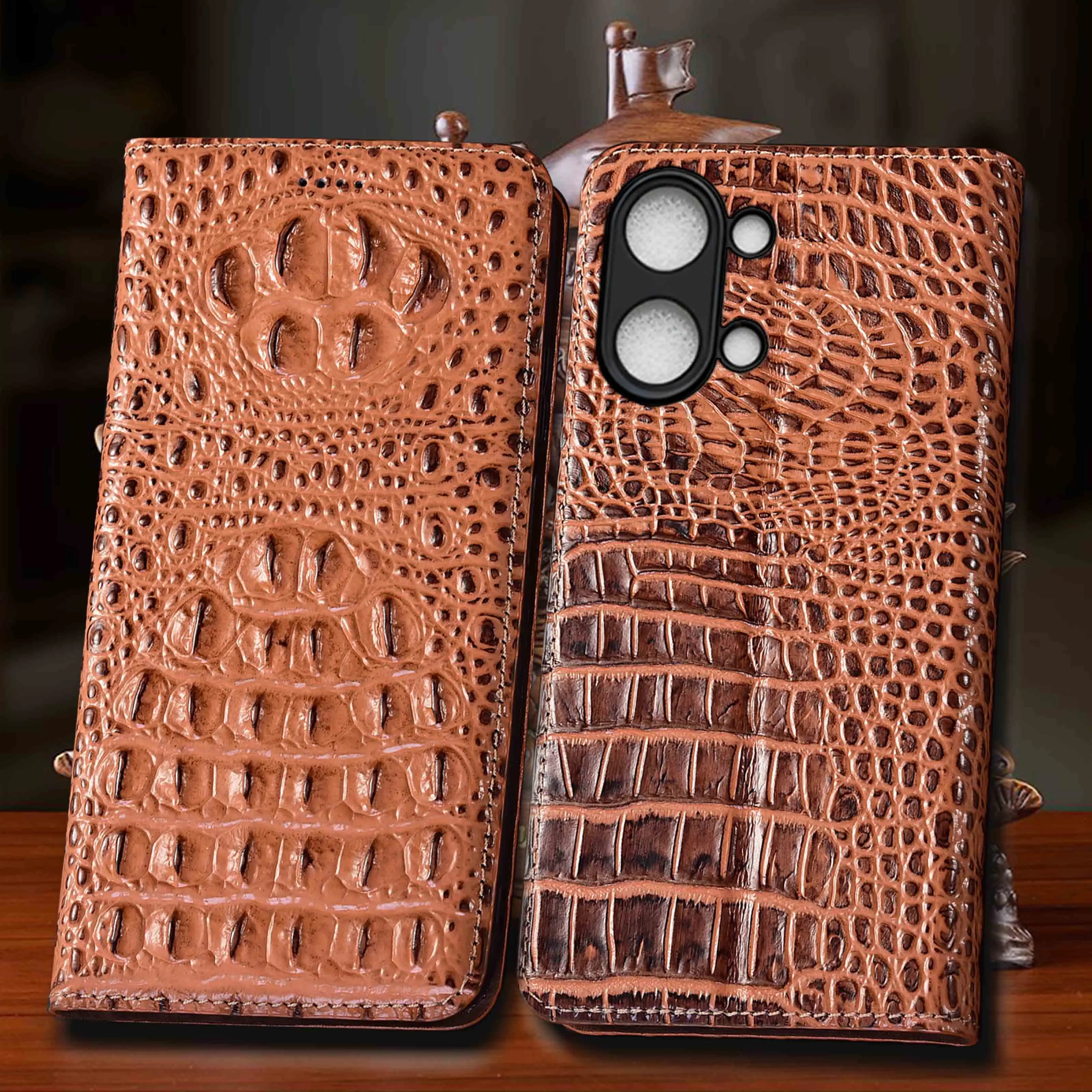 For Xiaomi Poco X3 X4 X5 X6 X7 X8 Pro NFC GT Neo Max 5G Crocodile Claw Pattern Of Genuine Leather Flip Phone Cover Case Cowhide