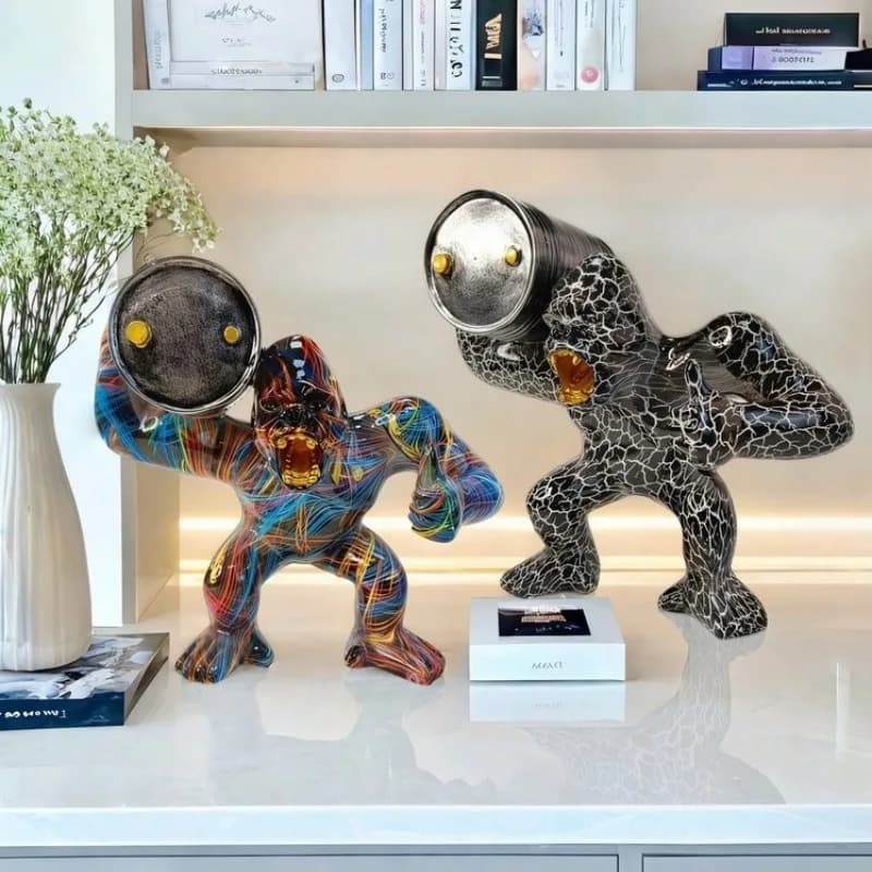 New Animal Interior Decoration, Themed Party Decoration with Colorful Gorilla Resin Sculpture Art Accessories
