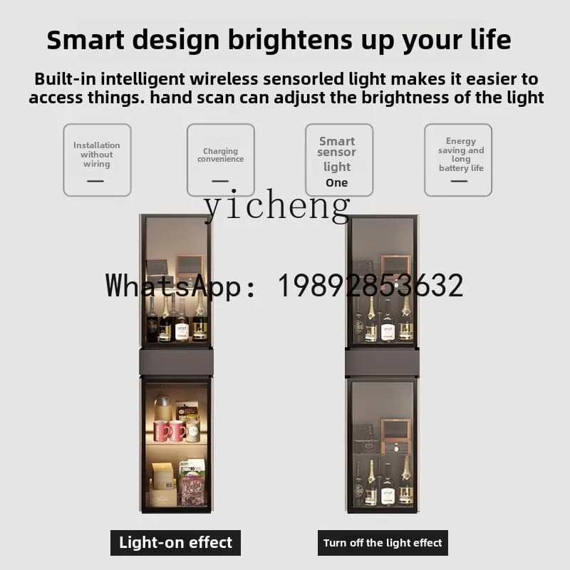 LYY Minimalist Corner Cabinet Living Room Storage Corner Cabinet Kitchen Corner with Glass Door Side Cabinet