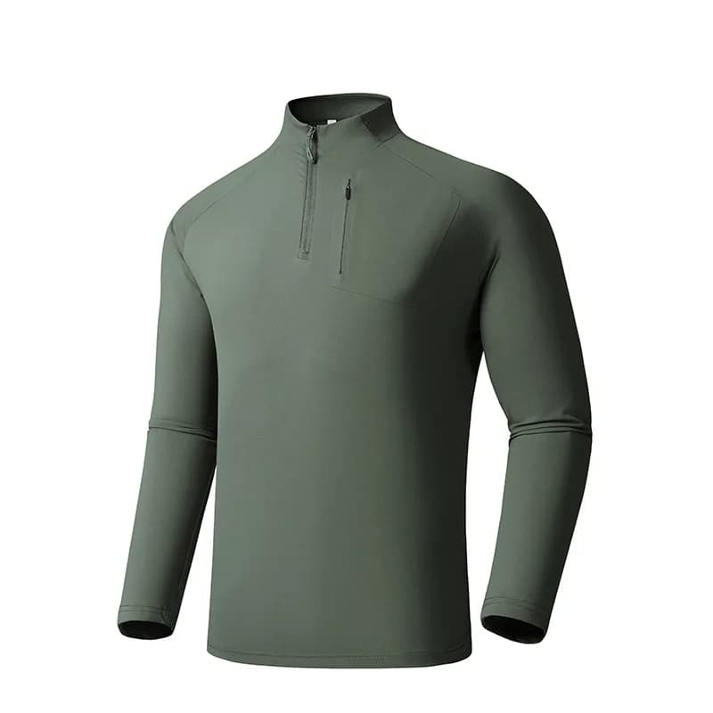 2026 New Half-zipper Stand-up Collar Summer Breathable Fashion Long-sleeved T-shirt Sunscreen Ice Silk Long-sleeved Men's T