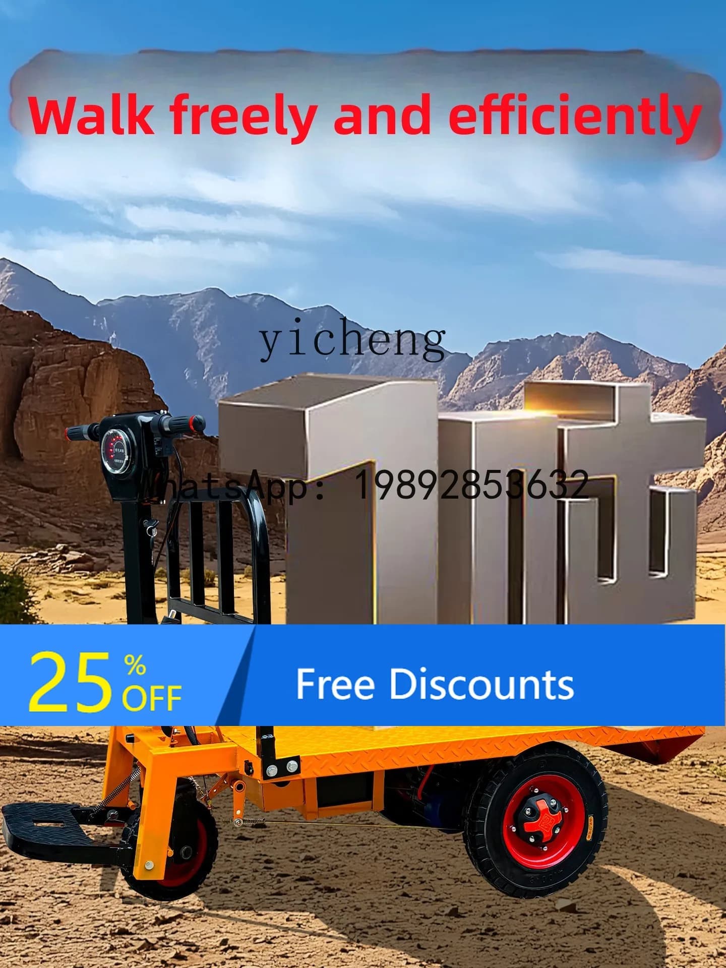 Electric Flatbedfor Transporting Bricks at Construction Sites, Warehouses, and Factories, Four-Wheel Cart for Street Vending