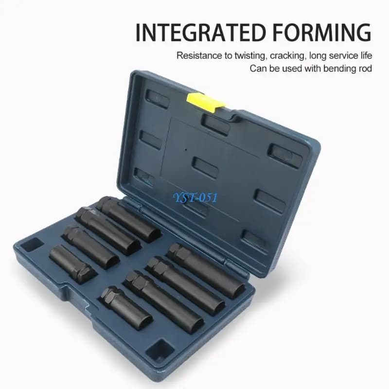 E15A 8Pcs High Strength Ergonomic Socket Set Suitable for Removing Spline and Hexagonal Lug Nut For SAE Metric Aftermarket Lock