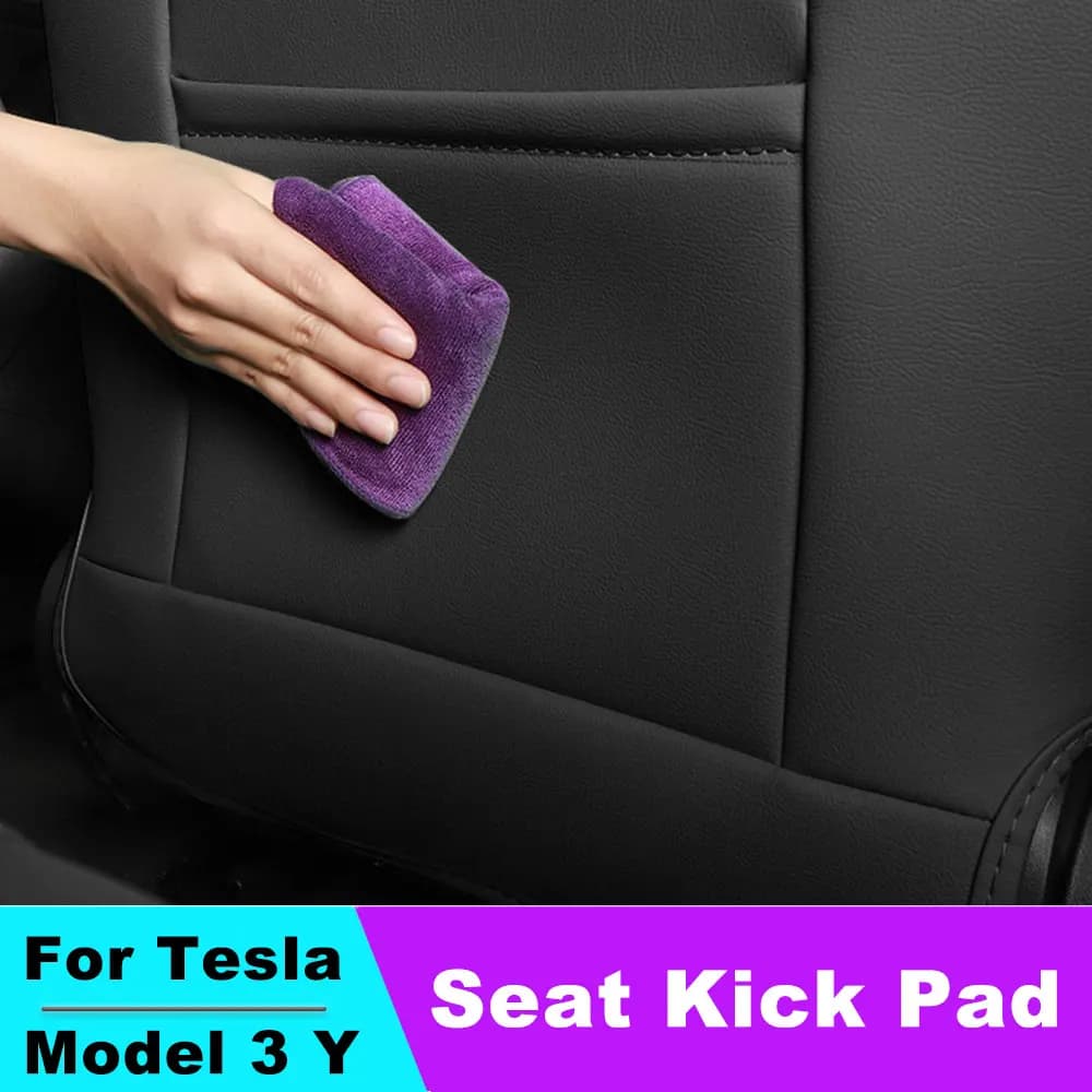 Car Seat Back Protector Pad Leather Car Anti Kick Mat With Storage Bag Waterproof Auto Anti Kick Pad For Tesla Model 3/ Y 1 Pair