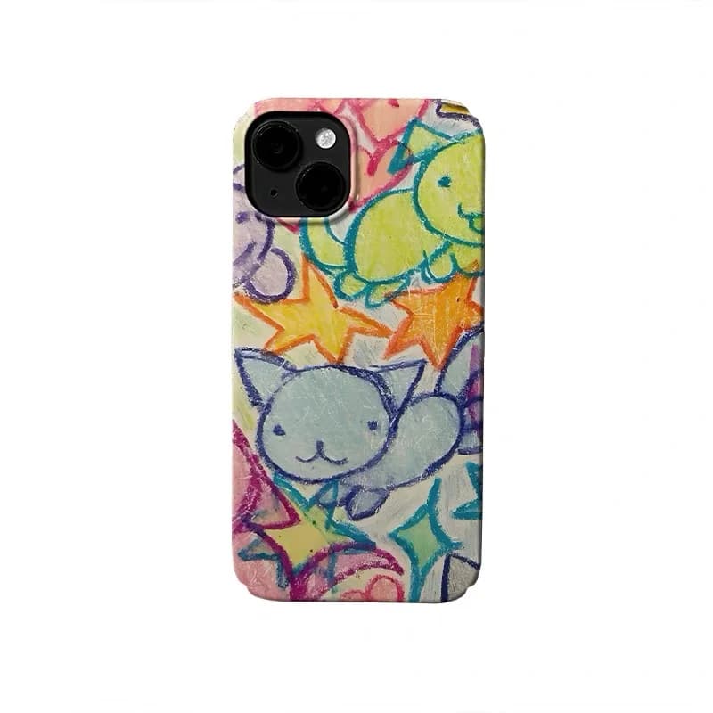 Colorful Graffiti Dog Cartoon Phone Case for IPHONE 17 Air 16E 15 PROMAX 14 Plus 13 12 MINI 11 16Plus XR XS Acrylic Phone Cover