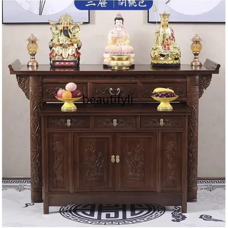 Solid Wood Altar Incense Burner Table Altar Cabinet Home Modern Style Buddha Shrine Bodhisattva Worship Table