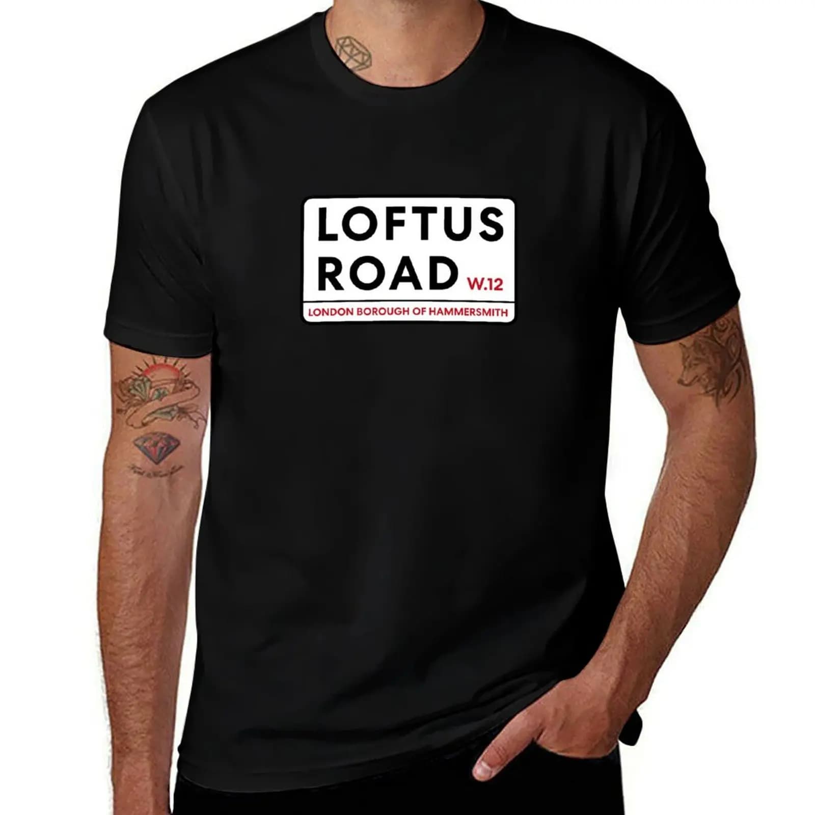 Loftus Road W12 Queens Park Rangers Road Sign T-Shirt Casual Simple Design Short Sleeve Shirt T-Shirt